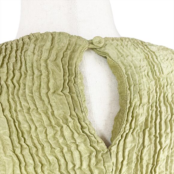 REGINA PYO x & OTHER STORIES Textured Mulberry Silk Knotted Green Top Size 6 - Picture 6 of 8